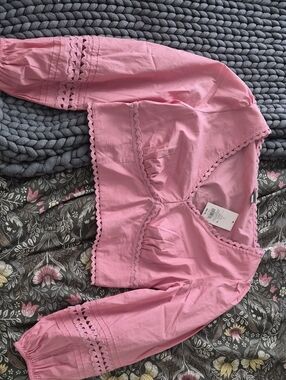2/$10 a new day Pink Eyelet Peasant Blouse